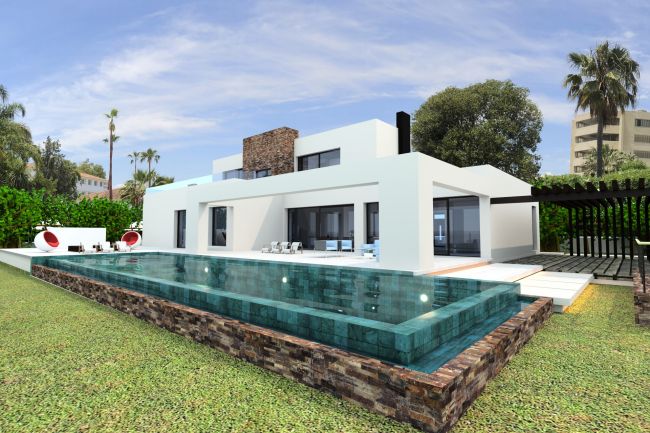 Villa Maya - en magnifik fyr sovrum modern strand villa, för närvarande under uppbyggnad på väg av Guadalmina Baja