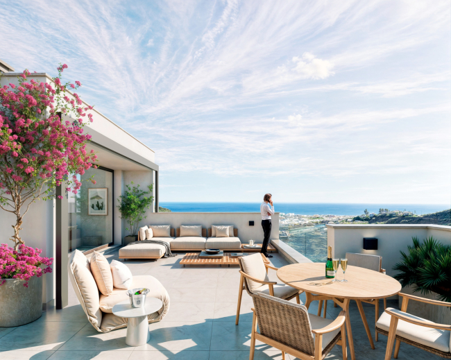 Townhouses with panoramic views and direct access to beach